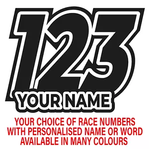 3 x Custom Race Numbers Vinyl Stickers Dirt Bike Motocross Trials Decals - Picture 1 of 3