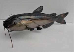 METAL ART CATFISH SCULPTURE 23" LONG ANIMAL FIGURE FISH - Picture 1 of 5