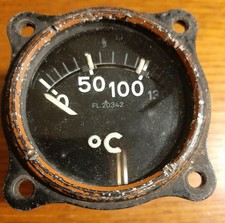 BORDINSTRUMENT FL 20342 TEMP ANZEIGER LUFTWAFFE ME 109 FW FLUGZEUG