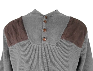 Boulder Creek Pullover Herren Large Tall Farbe grau mit Wildlederimitat Ellenbogen - Bild 1 von 9