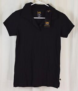 Lee Uniforms Juniors' Stretch Pique Polo Shirt Black Size Medium