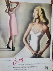 1946 Corette Mujer Rosa Blanco Slip Vintage Moda Lencería Anuncio - Imagen 1 de 1