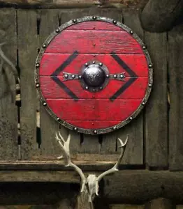 Medieval Armor Round Wooden Viking Cross Shield Knight Templar Medieval Norse W - Picture 1 of 5