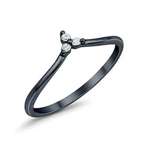 Three Stone Ring Band Round Set Ring Simulated CZ 925 Sterling Silver - Picture 1 of 3