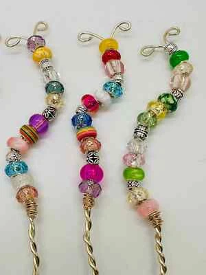 Beaded Caterpillar Stake. Flower Stake. Garden Accessory. Plant Accent.  - Image 1 of 4
