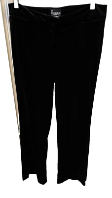 NY Collection Women’s Pants Black Vintage Velvet Stretch Zip 2 pocket Size 6P - Image 1 of 4