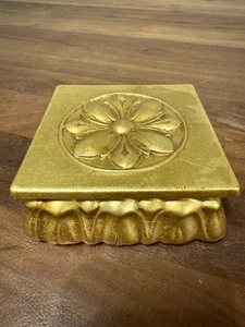 MCM Vintage Freeman & McFarlin Keramik Zigaretten Schmuckkästchen mit Deckel Gold Vergoldet Floral - Bild 1 von 7