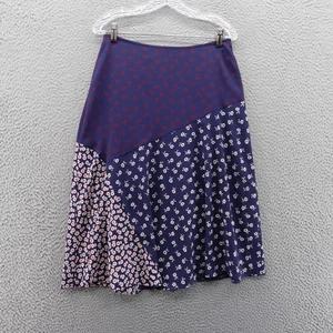 Talbots Midi Aline Patchwork Floral Skirt Size 6 Petite Blue Red Womens NWT - Picture 1 of 13