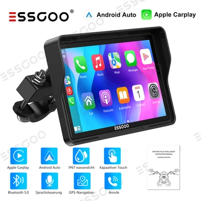 5Zoll Wireless CarPlay Motorrad GPS Android Auto Touchscreen IP68 Wasserdicht BT - Bild 1 von 4