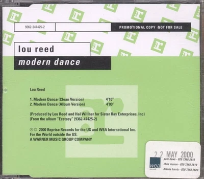 Lou Reed Modern Dance CD Germany Reprise 2000 promo CD with green company insert - Bild 1 von 2