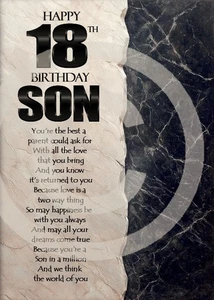 BRAND NEW DESIGN Happy 18TH Birthday Son A5 Birthday Card Son With Love - Picture 1 of 3
