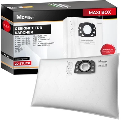 MCFILTER 20 Vlies-Beutel für Kärcher WD 2 Plus, Serie WD 3, KWD 1-3, SE 4001/2, KFI357
