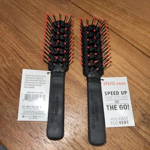 2 Static Free Mini Fast Flo Vent Hair Brush Curling Blow Drying Detangling. M1 - Picture 1 of 6