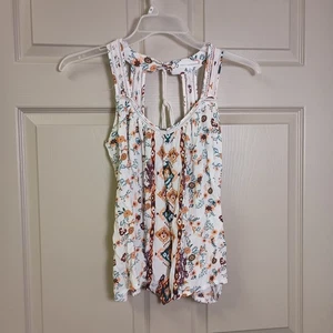Coco + Jamison Damen Tank Top Small Sunflower Floral Tie Neckline Boho Flowy - Bild 1 von 5