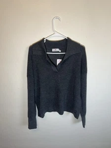 NWT Vineyard Vines Waffle Polo Sweater Womens Size Medium Charcoal Heather Gray - Picture 1 of 3