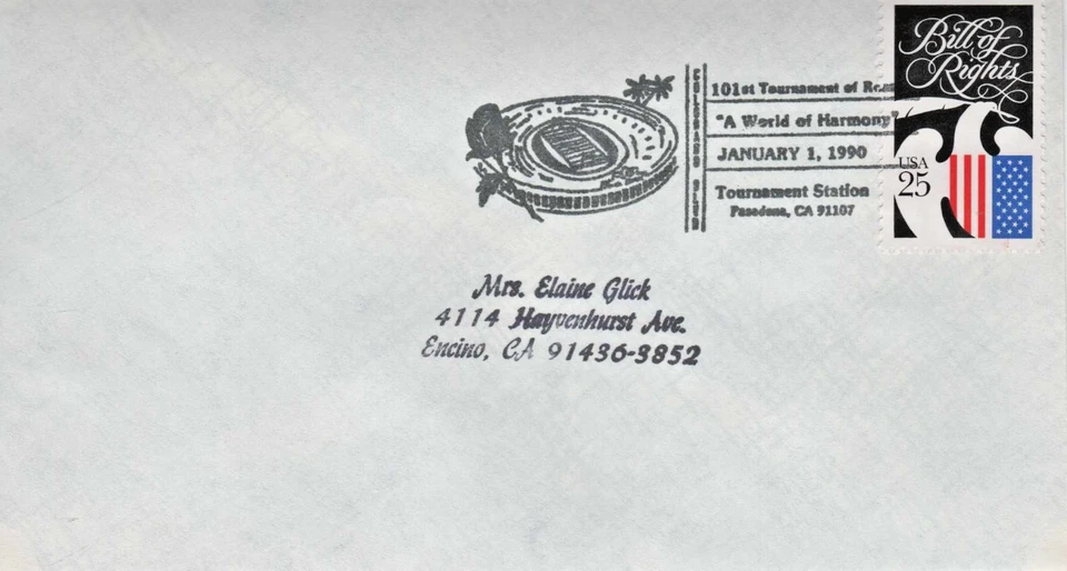 101 st. Tournment of Roses "A World of Harmony" Jan. 1, 1990 Tournament Station - Image 1 of 1