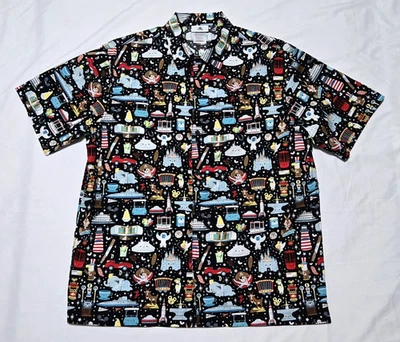 Camisa Disney REINO DE CUTE Hombres XL Negra Abotonada Jerrod Maruyama WonderGround Foto 1 de 4