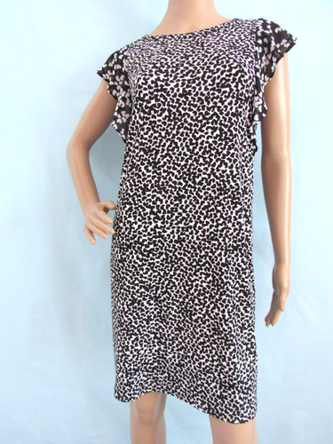 Abito tubino MICHAEL KORS taglia M bianco e nero geometrico manica corta jersey