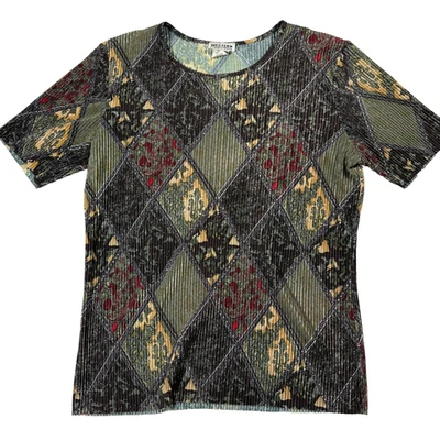 Camiseta Feminina Vintage Western Connection Anos 90 Plissada Estampa Diamante Top - Imagem 1 de 4