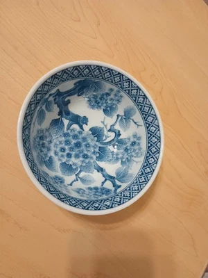 Tazón de sopa de arroz japonés de porcelana de colección azul blanco 6 pulgadas de ancho, 3 pulgadas de alto Foto 1 de 2