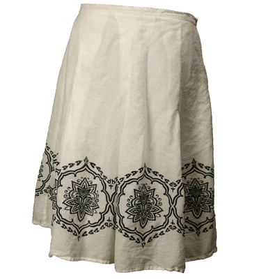 Atención 100% Algodón Floral Cuentas Hasta la Rodilla Falda Forrada Cremallera Lateral Blanca L Foto 1 de 4