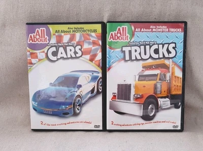 ALL ABOUT Trucks Race Cars Motorcycles Lot of 2 Kids DVDs Engines Educational Foto 1 de 4