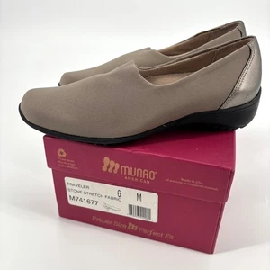 Zapatos sin cordones cómodos impermeables tela elástica Munro Traveler Stone talla 6 nuevos sin etiquetas - Imagen 1 de 7