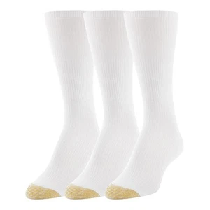 Gold Toe Women's Non-Binding Ribbed Crew Socks, 3-Pairs, White, Medium - Picture 1 of 1