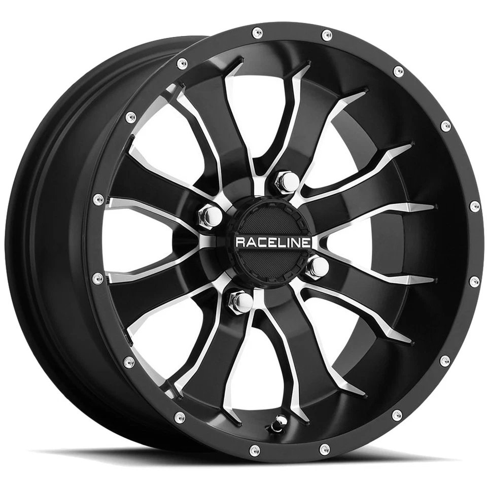 Raceline UTV A77 Mamba 9x8 4x110 +0mm Black/Machined Wheel Rim 9" Inch - Изображение 1 из 4