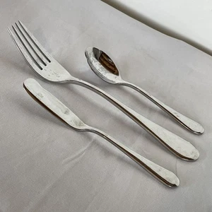 Oneida Icarus Acero Inoxidable Brillante Lote de 3: Tenedor de Carne Cuchara de Azúcar, Cuchillo de Mantequilla - Imagen 1 de 4