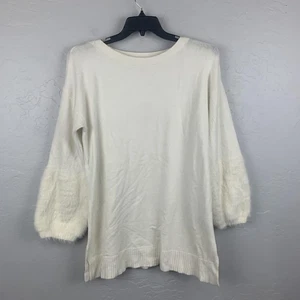 Anthropologie Pullover Damen Large weiß flauschige Ärmel Tunika Pulli Oberteil - Bild 1 von 10