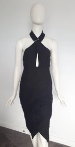 Ministry Of Style Size 8 Black Crochet Lace Halter Neck Cocktail Pencil Dress - Picture 1 of 10