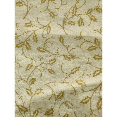 Quilters Cotton Fabric Beige Small Gold Holly Leaves Crafts 1 Yard 45 Inch Wide - Image 1 of 4