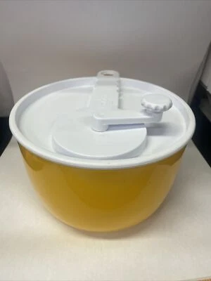 De colección Copco Grande Amarillo Ensalada Spinner Tapa Blanca Diseño Sam Lebowitz #604 EE. UU. USADO EN EXCELENTE ESTADO Foto 1 de 4
