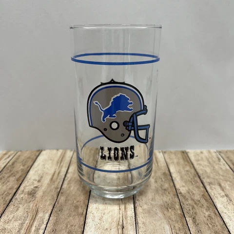 Vintage NFL Collectible ~ 1988 Detroit Lions  Mobil Drinking Glass Cover