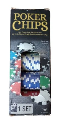 100 Poker Chips 11.5 Grams Las Vegas Style Stackable Tray Dual Toned New Casino  - Image 1 of 2