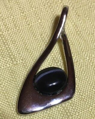 吊坠银色黑色和灰色玻璃猫眼几何 Lia Sophia 无链 — 第 1/4 张图片