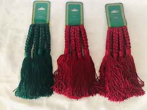 3 x 4 Set Seidige Rayon Serviettenringe mit Quasten - rot - grün - Bild 1 von 4