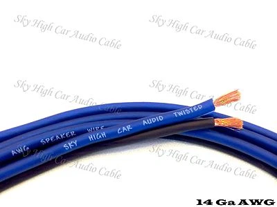 SKY HIGH CAR AUDIO 100' feet TRUE 14 Gauge AWG BL/BK Speaker Wire Car Home Audio ft GA