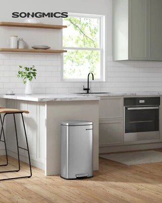 30L Mülleimer Abfalleimer aus Edelstahl mit Fußpedal Papierkorb Küche LTB03NL - Bild 1 von 4