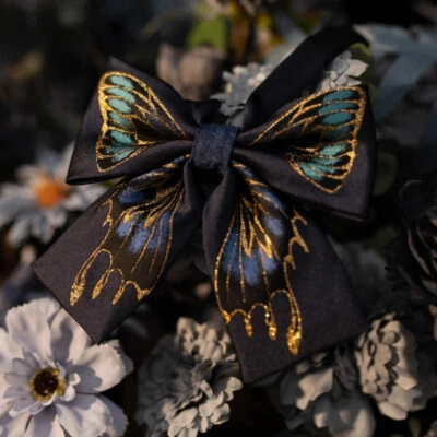 Pajarita de hilo dorado jacquard mariposa decoración para corbata de uniforme retro JK Foto 1 de 4