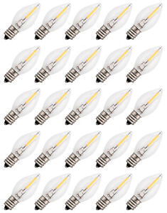 25 LED Replacement Light Bulbs for Night Lights C7 Base, 0.7w, 120v