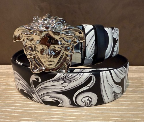 Cintura reversibile in pelle VERSACE La MEDUSA argento BAROCCO LE POP US 38 EU 95
