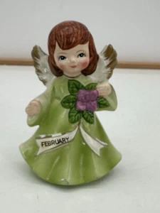 Vintage Hand Painted Birthday Angel Figurine FEBRUARY 4" KOREA - Picture 1 of 7