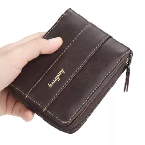 Men's Zipper Wallet Leather Bifold RFID Blocking Zip Around Credit Card Holder - Picture 1 of 19