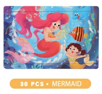 Lindo rompecabezas de juguete de sirena de 30 piezas para niños de 3 a 8 años aprendizaje educativo Foto 1 de 4