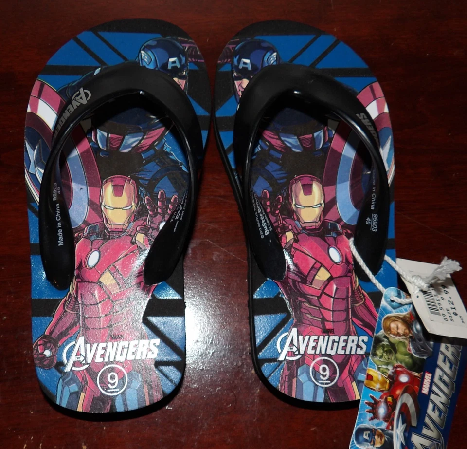 NEW NWT  Marvel Toddler Boy's Avengers Flip-Flops SIZE 9 - Image 1 of 3