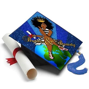- Black Queen Grad Cap Topper Grad Cap Decorations or Graduation Accessories - Picture 1 of 6