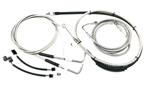 Extended SS Cable Brake Line Kit 16" Ape Handlebar 14-15 Harley FL Softail ABS - Picture 1 of 1