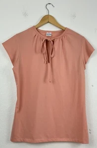 1960s Vintage Jane Holly Pink Cap Sleeve Tie Front Blouse - Picture 1 of 9